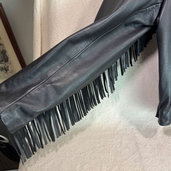 Vintage Open Road Fringed Leather Motorcycle Jacket Mens 42 - Picture 5 of 10